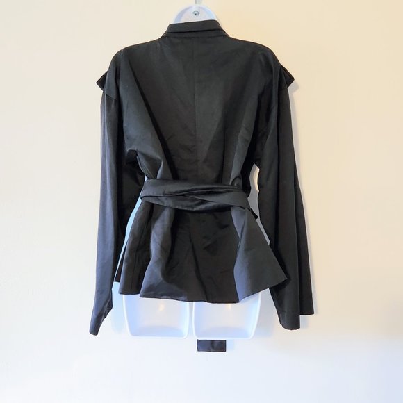 VINTAGE FENDI BLACK FRONT WRAP COLLARED JACKET Made in Italy SZ 42 - Picture 7 of 11